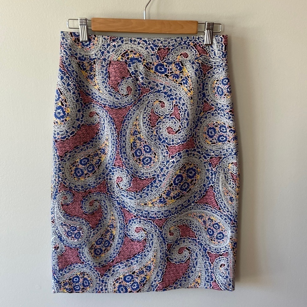 J Crew No.2 Pencil Skirt Shahan Paisley Size 2